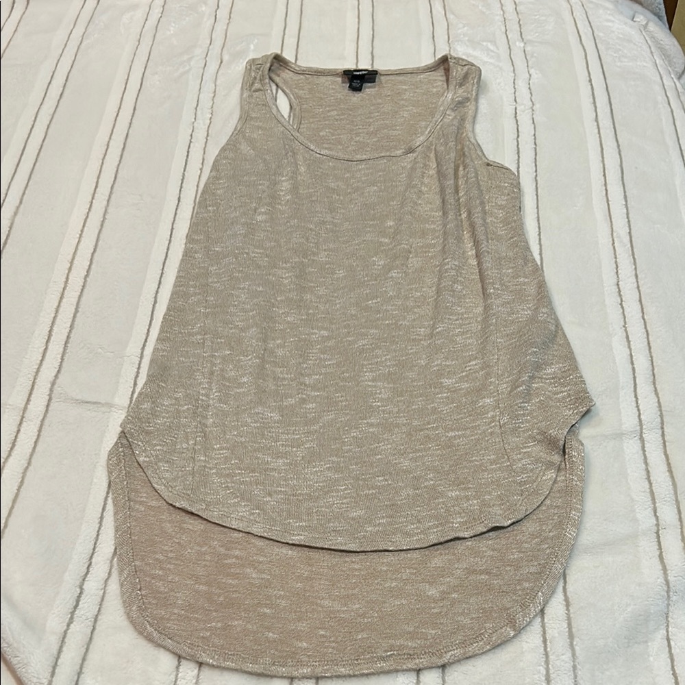 Beige Sleeveless Tank Top with Relaxed Fit